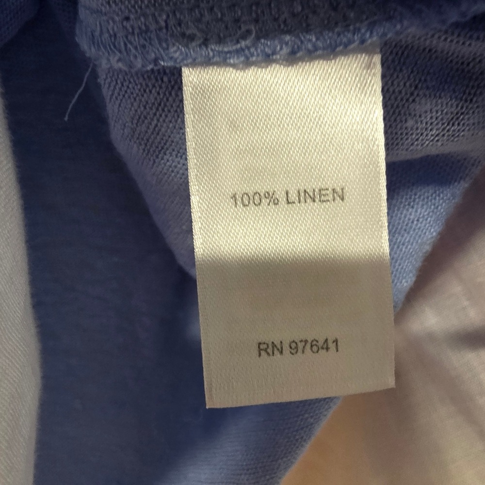 J. Jill Love Linen Blue Layered Hem Long Sleeve Top Medium Side Button Detail - Picture 4 of 16